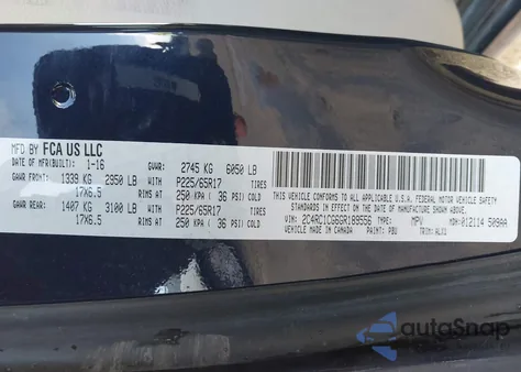 2016 Chrysler Town & Country Touring-L Anniversary Edition из США, поврежденный, VIN 2C4RC1CG6GR189556